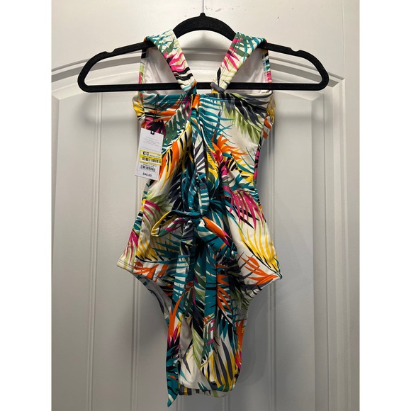 NWT Shade & Shore Women’s Plunge Ring Floral One Piece Bathing Suit Size M Multi - Picture 4 of 7
